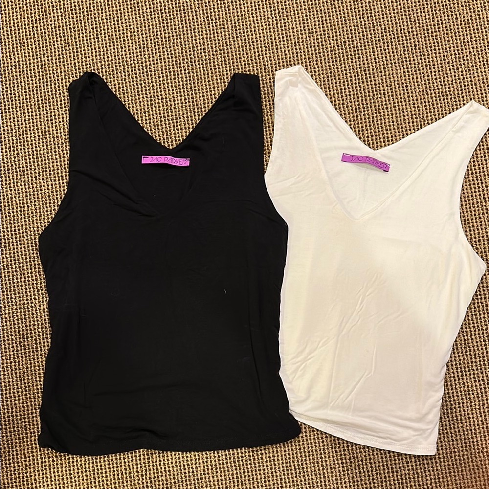 Black and White V-Neck Tops